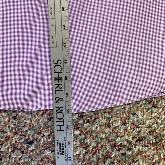 Boss Hugo Boss Lavender White Mini Gingham Check LS Sharp Fit Dress Shirt 17.5/R - Picture 11 of 12